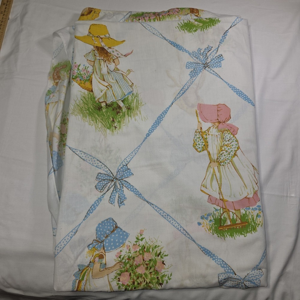Vtg 1976 70s Holly Hobbie FULL Fitted Sheet  Cottagecore